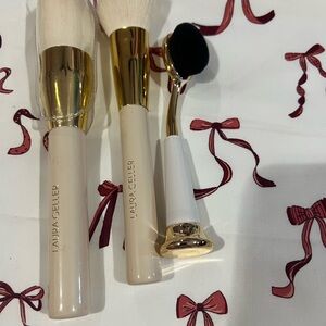 Laura Geller Brush Trio with Gold and Cream Handles